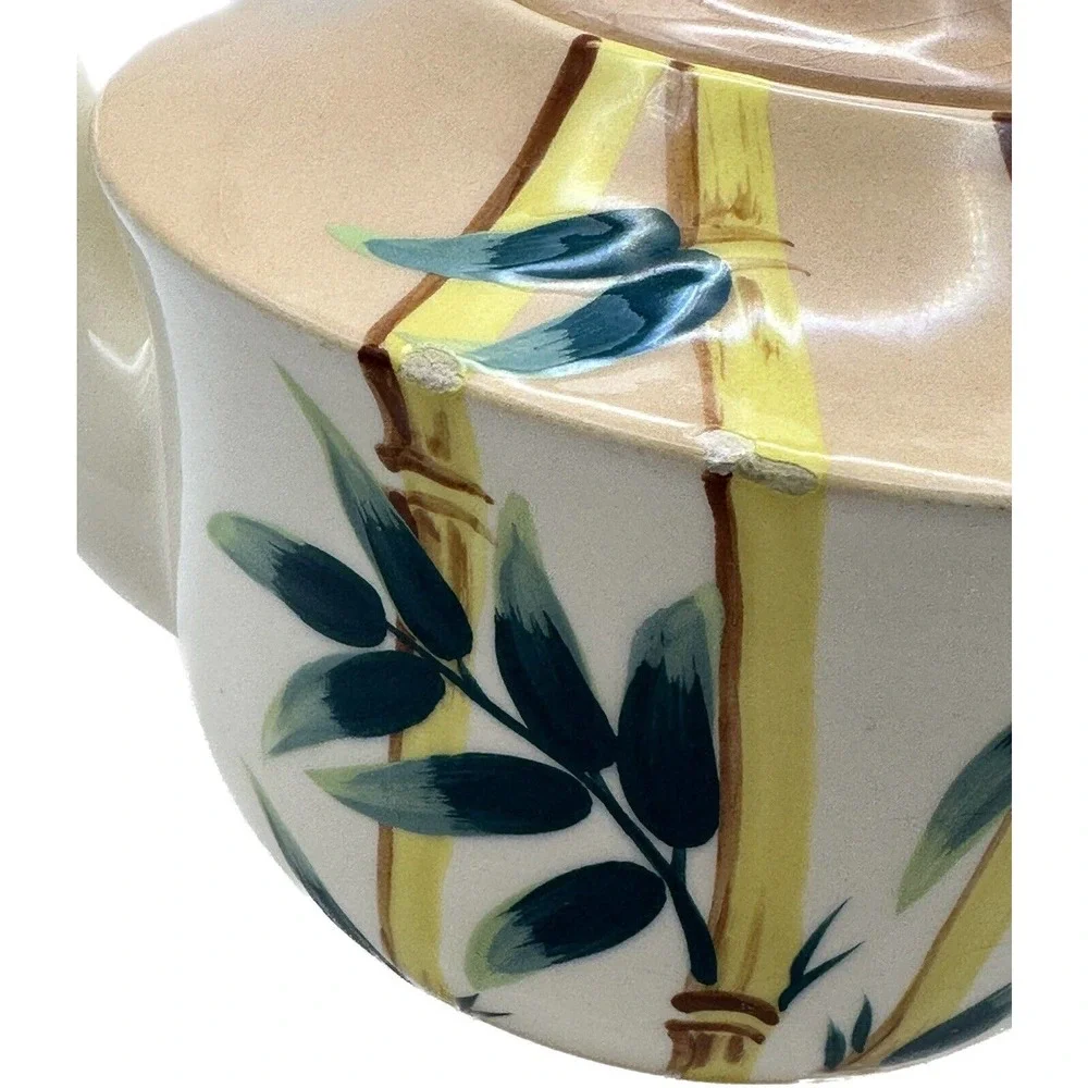 Weil Ware California‎ Pottery PINK MALAY BAMBOO Teapot With Lid Vintage MCM